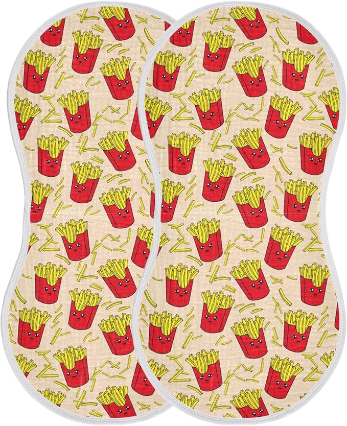 vvfelixl Baby Burp Cloths Colorful French Fries Baby Newborn Cotton Burping Cloths Set Baby Washcloths 4 Pack