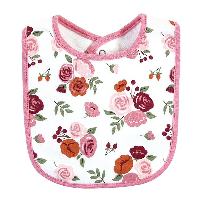 Hudson Baby Unisex Baby Cotton Bibs, Pumpkin Spice, One Size