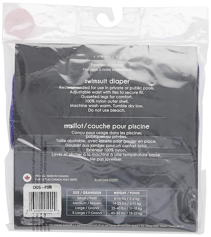Kushies Baby Unisex Swim Diaper, Purple Solid, Small