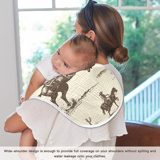 Cowboy Western Cactus Burp Cloths Baby Boys Girls Absorbent Soft Cotton Burping Cloths Rags, 2 Pack
