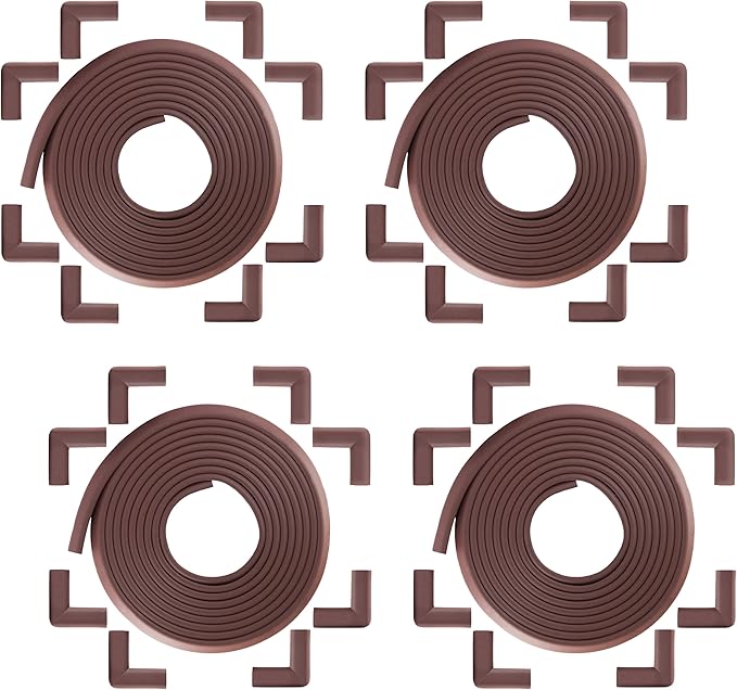 Bebe Earth Baby Proofing Edge and Corner Guard Protector Set, 20.4 ft, Coffee Brown (Pack of 4)