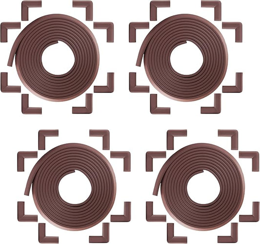 Bebe Earth Baby Proofing Edge and Corner Guard Protector Set, 20.4 ft, Coffee Brown (Pack of 4)