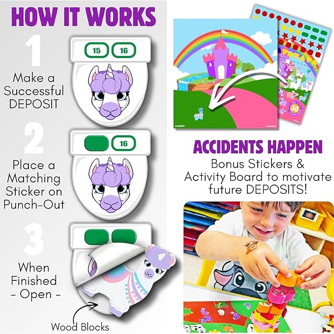 Potty Training Reward System - 14PC Wooden Stacking Blocks with Unicorn Themed, Montessori Behavior System Advent Calendar for Toddlers 18M+ Boys Girls by Lil Advents