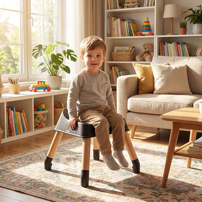 HONEY JOY 9-in-1 Baby High Chair, Convertible Wood Highchair for Babies and Toddlers/Dining Booster Seat/Table & Chair Set, Toddler Stool w/5-Point Safety Harness, Removable Cushion & Tray (Coffee)