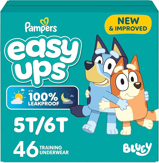 Pampers Training Pants - Easy Ups Boys & Girls Bluey - Size 5T-6T, 46 Count, Children's Potty Underwear (Packaging May Vary)