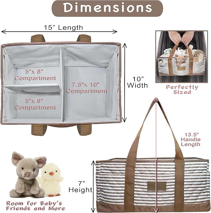 KIDSco. Baby Diaper Caddy. Portable Storage for Diapers, Wipes and Changing Table Essentials. A Nursery and Travel Must Have.