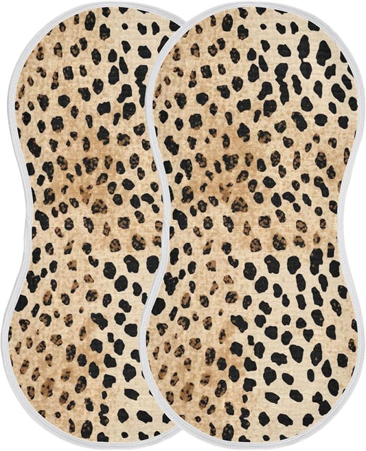 2Pcs Leopard Print Burp Cloth,Unisex Large Absorbent Soft Cotton Muslin Burping Cloths for Newborn Boys Girls,11x22in,A111124