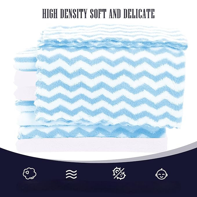 8 Pack Super Soft Baby Burp Cloths, Baby Washcloths, Ultra Absorbent Large Newborn Burping Cloth for Boy and Girl, Milk Spit Up Rags, Unisex for Baby Sensitive Skin, Aquamarine and White,16 × 12 Inch