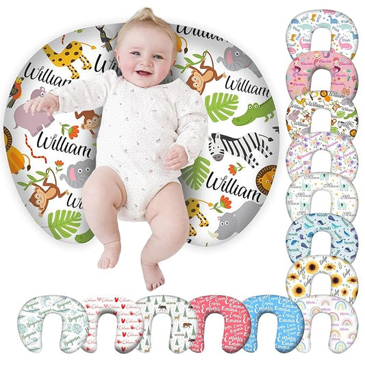 Personalized Baby Nursing Pillow Cover Custom with Name, Wildlife Animal Theme Customized Boy & Girl Gifts