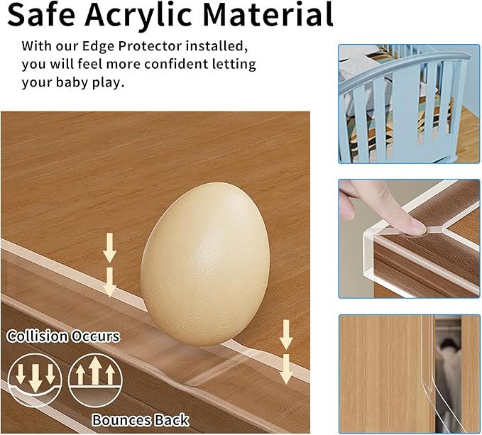 2.6 in x 3.3 FT,Corner Protector Baby,Clear Edge Protector Strip,Sharp Edge Wrap Cover Tape,Self Adhesive Protective Bumper Guards for Cabinet Door,Desk,Glass Table,Bed Furniture and Wall