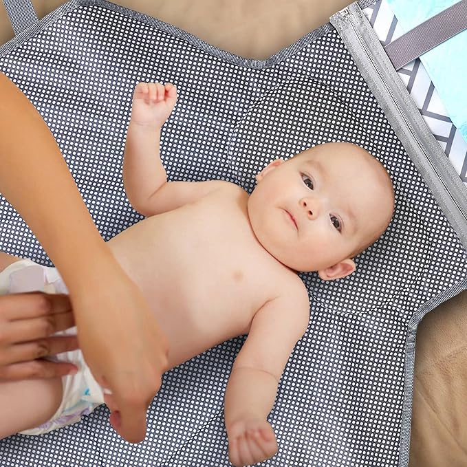 Portable&Foldable Diaper Changing Pad, Moclever Detachable Travel Changing Mat with Waterproof & Easily Cleanable Folding Nappy Changing Travel Mat,Newborns Essentials, Baby Shower Gifts-Grey