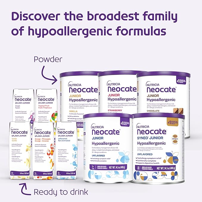 Neocate Syneo Junior - 1+ years - Hypoallergenic Toddler Formula for Food Allergy Relief - Nutritionally Complete Dairy Free Formula - With Prebiotic and Probiotics - Unflavored - 14.1 oz