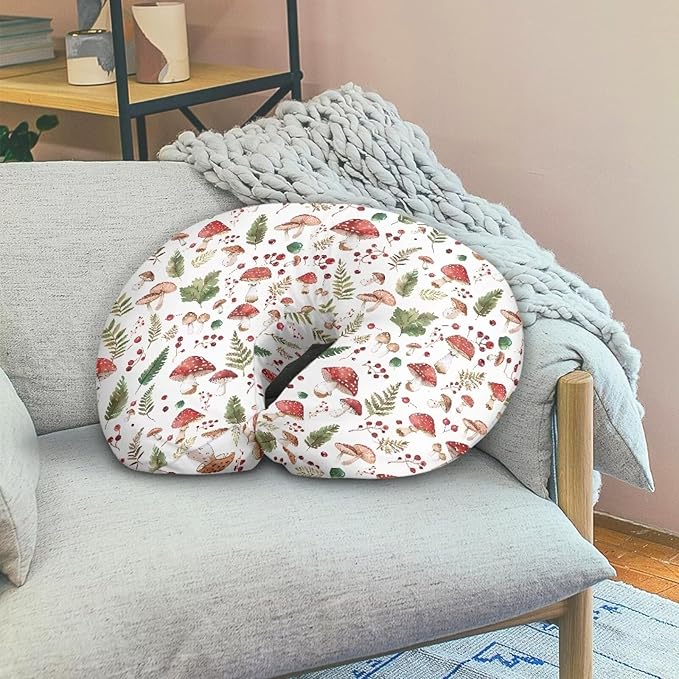 Nursing Pillow Cover Mushroom Breastfeeding Pillow Slipcover for Baby Nursing Pillows Cover Cuddle Pillows Slipcover Soft Nursings Pillow Protective Babies Feeding Baby Essentials