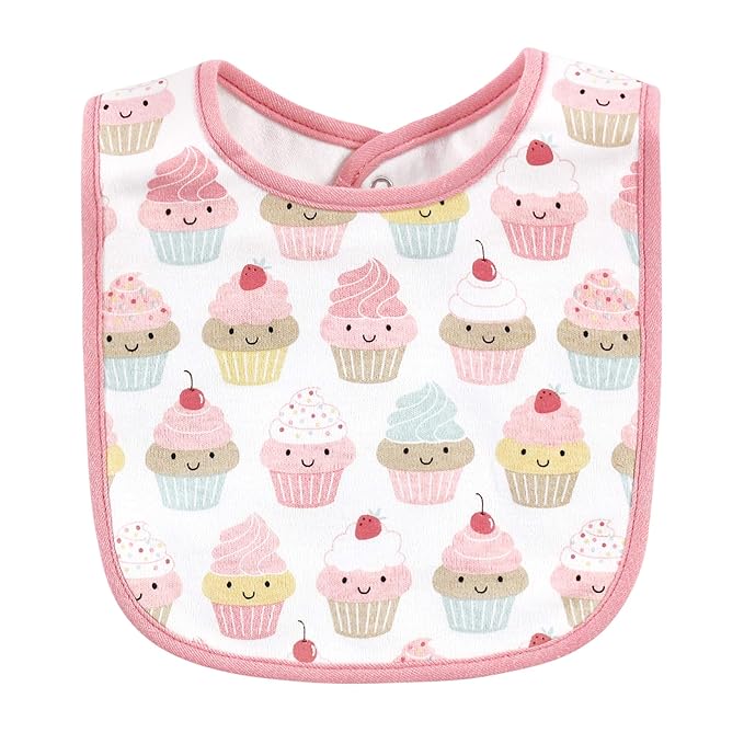 Hudson Baby Unisex Baby Cotton Bibs, Sweetest Cupcake, One Size