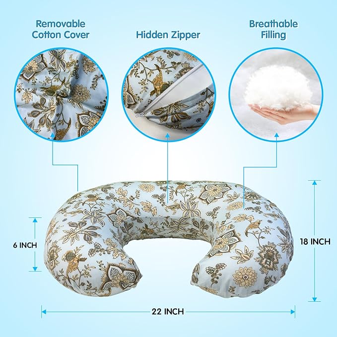 x-vesolje Nursing Pillow, Breastfeeding Pillow with Removable Cover, Ergonomic Breast Feeding Pillow, Baby Feeding Support Pillow for Mom Easier Breastfeeding- Original Size/Boho Garden