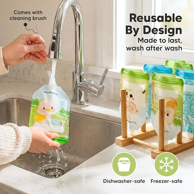 12-Pack Reusable Baby Food Pouches Refillable – 5oz Reusable Pouches for Toddlers, Kids Squeezable Yogurt, Apple Sauce, Fruit Smoothie, Baby Puree Container, Homemade Baby Food Essentials (Lil Barn)