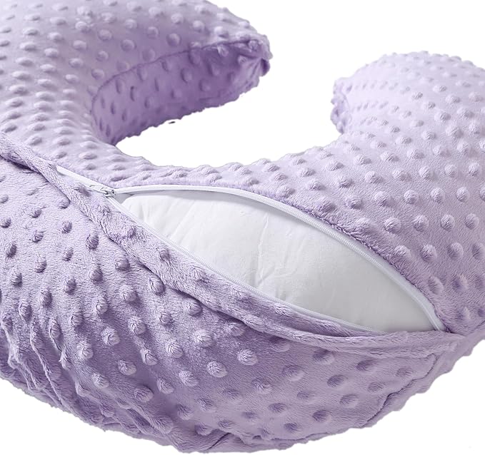 Nursing Pillow for Breastfeeding and Bottle Feeding More Support for Mom and Baby,Soft Newborn Nursing Baby Pillow， Machine Washable (Light Purple)