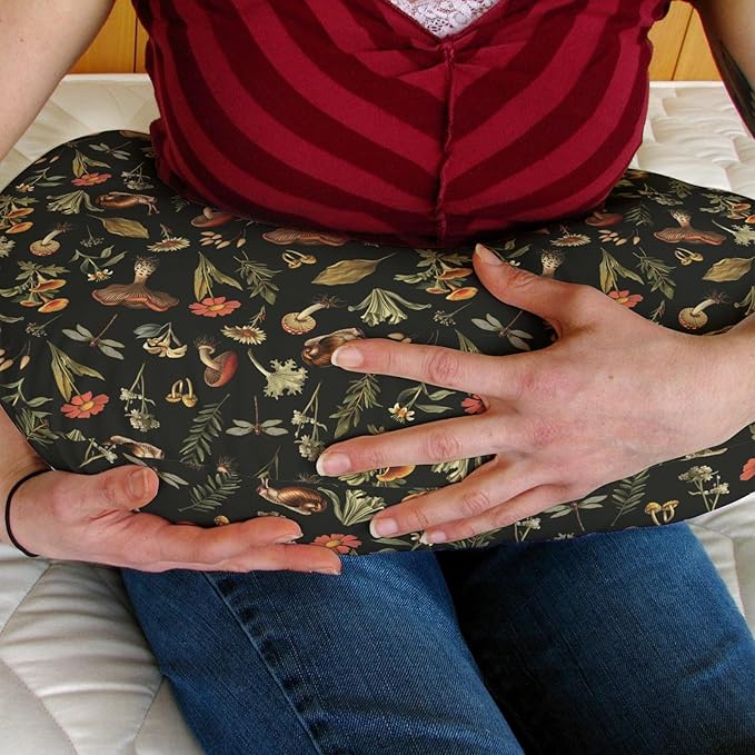 Vintage Mushroom Life Baby Nursing Pillow Covers for Boy Girl Retro Mushroom Leaves Floral Nursery Pillowcase for Breastfeeding Pillows Plant Soft Stretchy Slipcovers for Newborn Infant