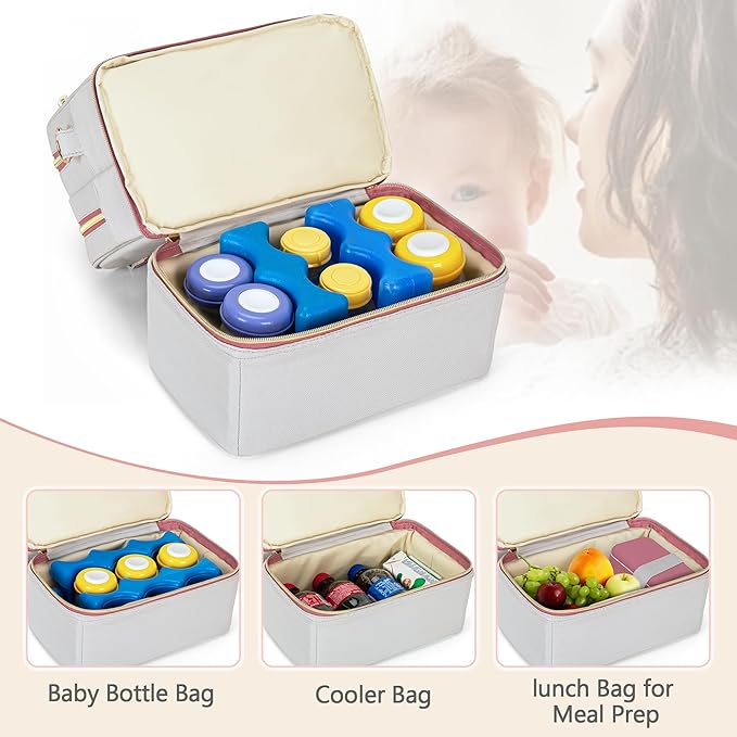 Damero Wearable Breast Pump Bag with Cooler Compartment Compatible with Elvie, Willow and Medela Electronic Pumps, Wearable Pump Tote with Waterproof Mat for Working Moms