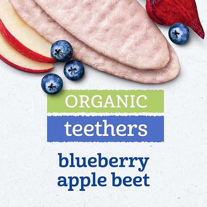 Gerber Teethers, Blueberry Apple Beet Organic Teething Wafers, Baby Teething Snacks, 6PK