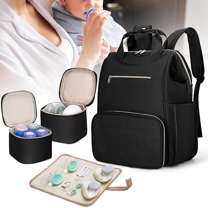 Fasrom Wearable Breast Pump Bag Backpack With Cooler and Tote, Compatible With Momcozy, Medela and Elvie Hands Free Pumps, Black (Patent Design)