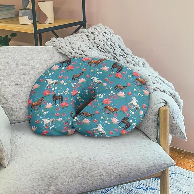 Horse and Red Floral Nursing Pillowcase Nursing Pillow Cover Cuddle Pillow Slipcover Detachable Nursing Pillow Protective Baby Feeding Baby Essentials