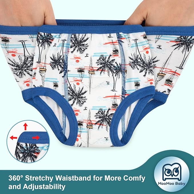 MooMoo Baby 8 Packs Potty Training Pants Cotton Absorbent Training Underwear for Toddler Boy and Girls 2T-9T