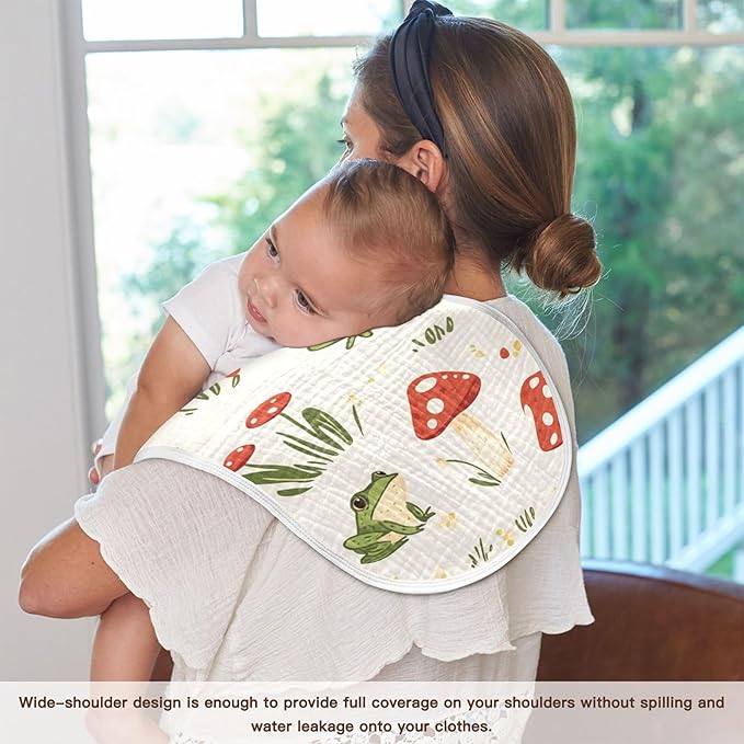Frog Forest Mushrooms Burp Cloths Baby Boys Girls Absorbent Soft Cotton Burping Cloths Rags 1 Pack