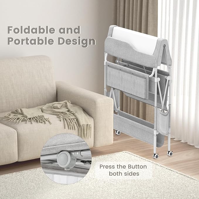 Portable Baby Diaper Changing Table, Foldable Diaper Changing Station, Waterproof Changing Table Height Adjustable Changing Station for Infant and Nursery, Mobile Changing Station