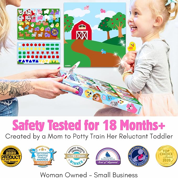 Potty Training Reward System - 14PC Wooden Stacking Blocks with Farm Animal Themed, Montessori Behavior System Advent Calendar for Toddlers 18M+ Boys Girls by Lil Advents