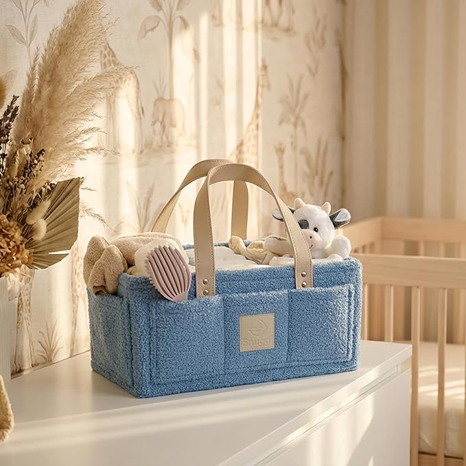 Baby Diaper Caddy Organizer with Handle & Toiletry Bag, Portable Nursery Storage Basket for Newborn Essentials, Baby Essentials,Portable Diaper Organizer, Baby Registry Must Have