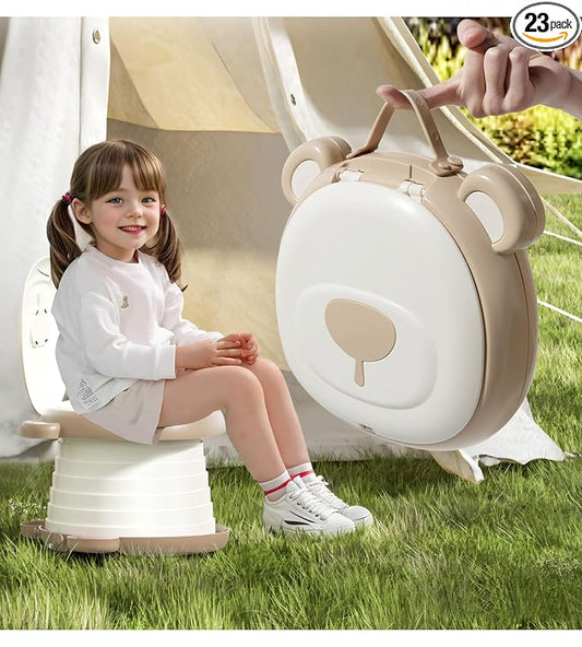 Travel Potty Seat for Toddler，Foldable Car Potty for Toddler, Portable Toilet Seat for Kids with Potty Liners, Absorbent Pads, Portable Potty Seat for Toddler Travel, Camping And Outdoor Use