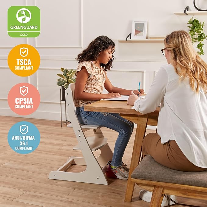 ECR4Kids Grows with Me Chair, Transitional Chair, White Wash