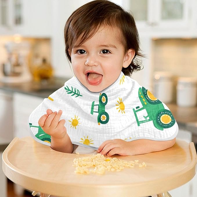 Fall Farm Tractor Burp Cloths Baby Boys Girls Absorbent Soft Cotton Burping Cloths Rags 4 Pack