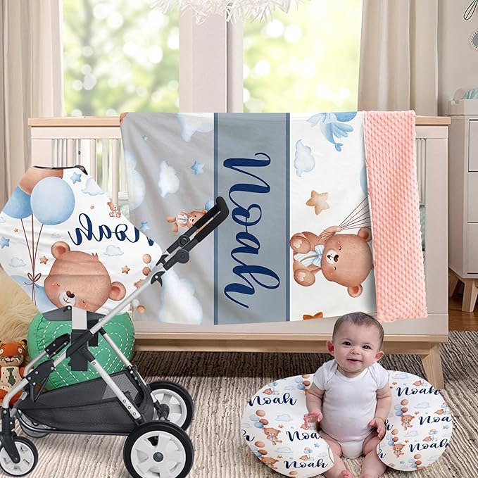 Dyoart Custom Baby Nursing Pillow Cover for Nursing, Bear Theme Removable Nursing Covers for Breastfeeding Pillows, Ultra Soft Comfortable Slipcover for Newborn Baby Boys and Girls