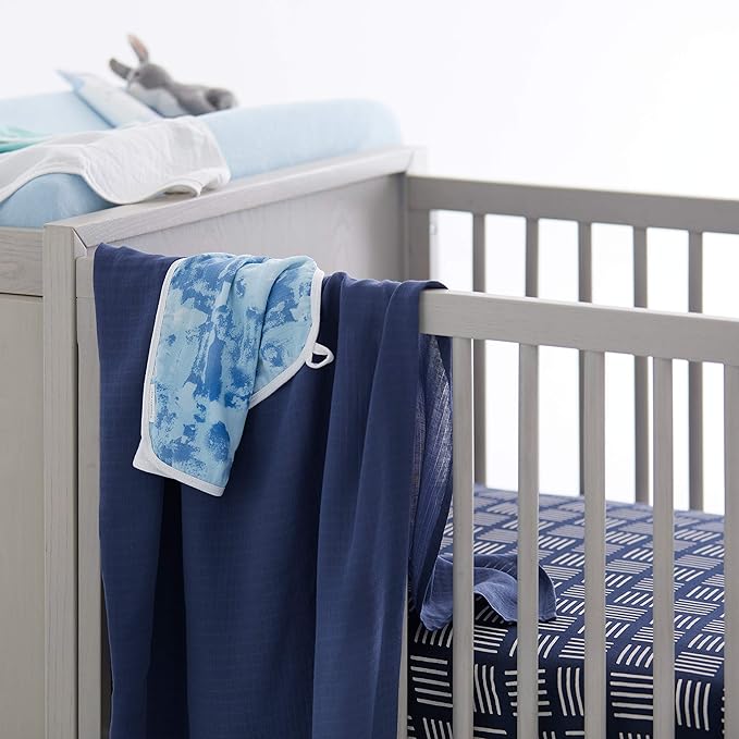 HonestBaby unisex baby Organic Cotton Changing Pad Cover and Toddler Sleepers, Light Blue, One Size US