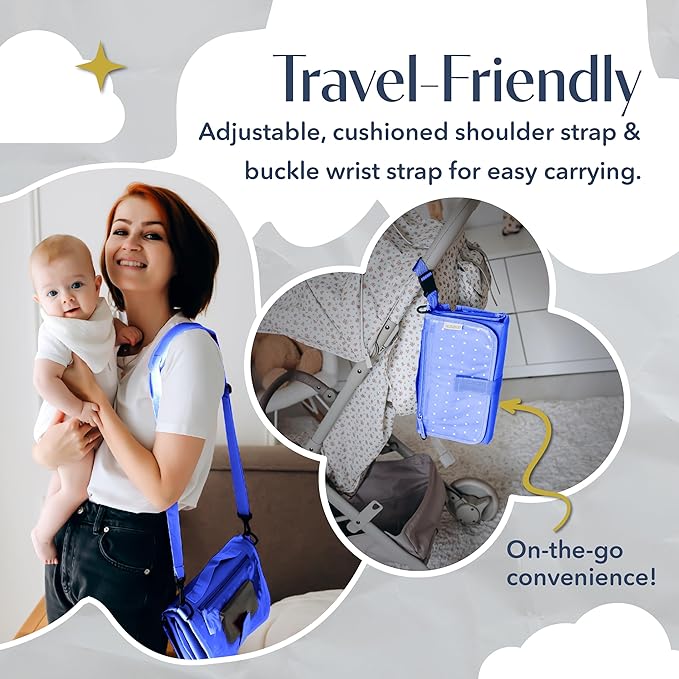 Portable Diaper Changing Mat, Fits Most Changing Tables, One-Hand Hook-and-Loop Fasteners, Front Touchscreen-Friendly Pocket, Blue