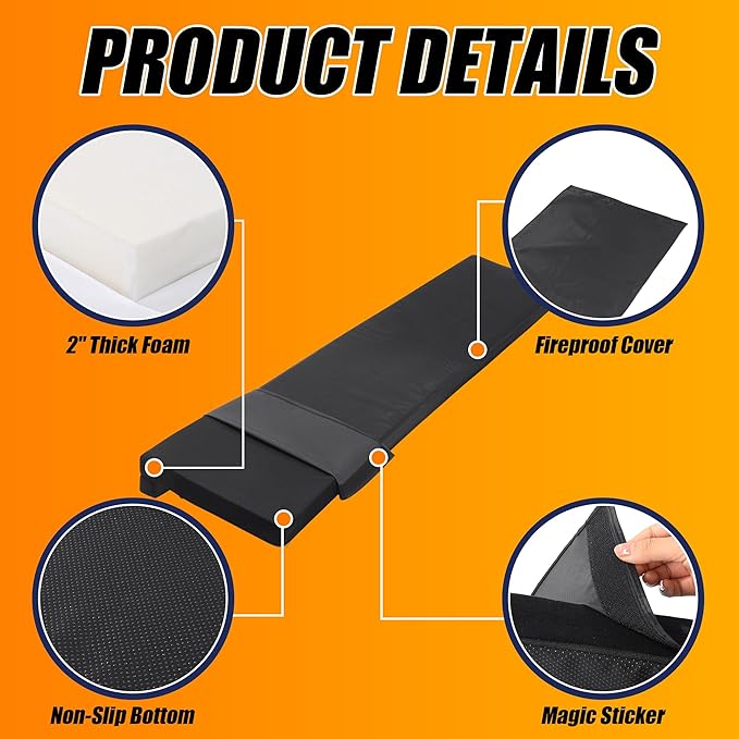 MABOZOO 2-Inch Thick Hearth Cushions for Fireplaces, Fireplace Baby Proofing Seat Edge Cushion with Removable Fireproof Cover, Sponge Fireplace Mat for Children Proofing