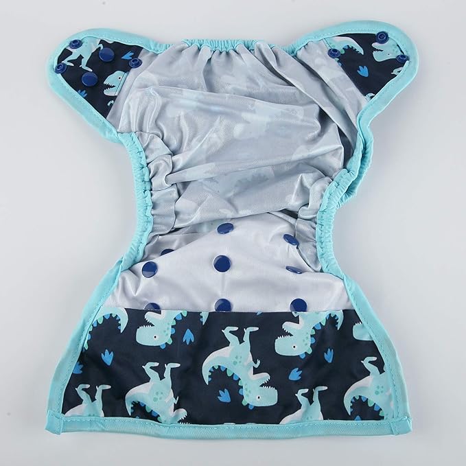 Baby Diaper Cover Nappy One Size 10lbs to 36lbs (Blue Dinosaurs)