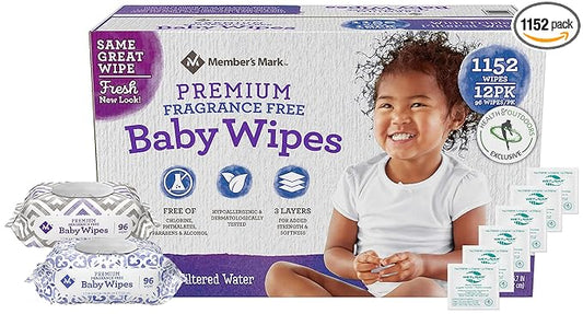 HAO M Mark Premium Fragrance Free Baby Wipes (1152 Count) W/Exclusive Moist Towelettes
