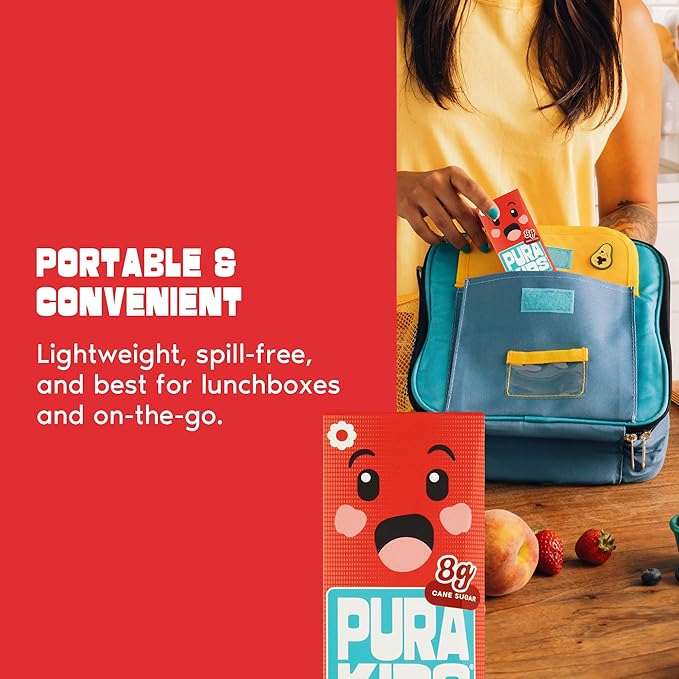 PURA Kids Box | Pink Apple Fruit extract infused Drink for kids | 8g Pure Cane Sugar | Non-GMO | Vegan, No Artificial Sweeteners | Best Lunchbox Beverage with Paper Straw | 6.76 fl oz (200ml), Pack of 24