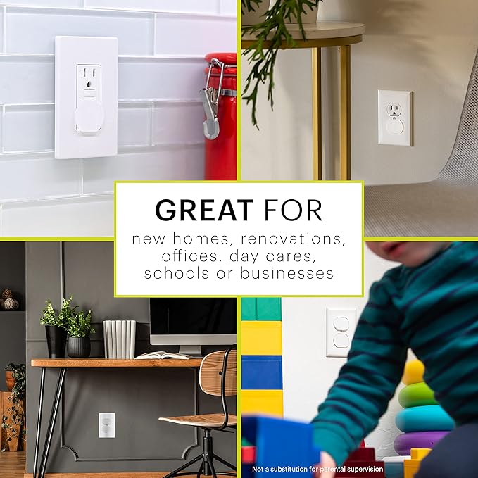 Power Gear Child Safety Electrical Outlet Covers, Tamper‑Resistant Plug Protectors for Standard Wall Outlets, Baby‑Proof & Child‑Proof Safety Caps, White, 30 Pack, 69311