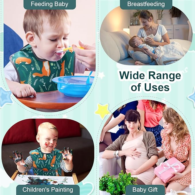 Accmor Baby Bibs for Eating, Waterproof Mess Proof Baby Toddler Bibs, Apron Smock Feeding Bibs for Girls Boys