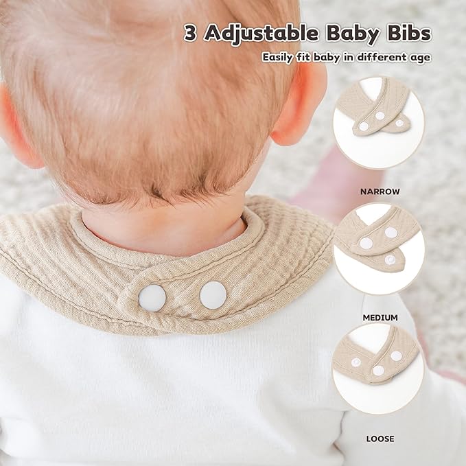 Susurration Muslin Baby Drool Bibs 10Pack Soft Square Adjustable Bandana Bibs for Unisex Baby Girls & Boys