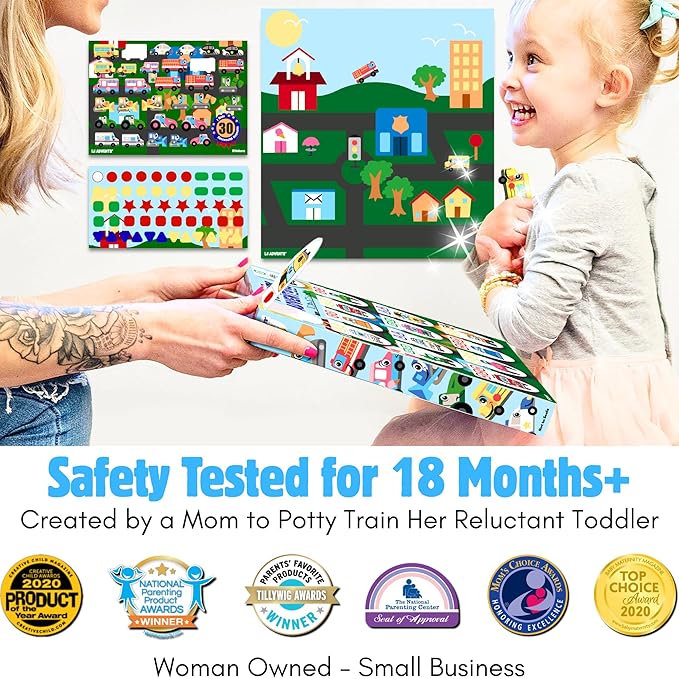 Potty Training Reward System - 14PC Wooden Stacking Blocks with Car and Truck Themed, Montessori Behavior System Advent Calendar for Toddlers 18M+ Boys Girls by Lil Advents