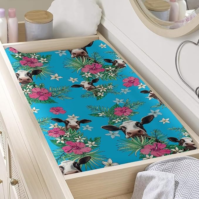 Milkcow Changing Pad Cover for Baby Comfort Diaper Change Table Pad Covers Soft Breathable Flower Changing Pad Sheets Cover