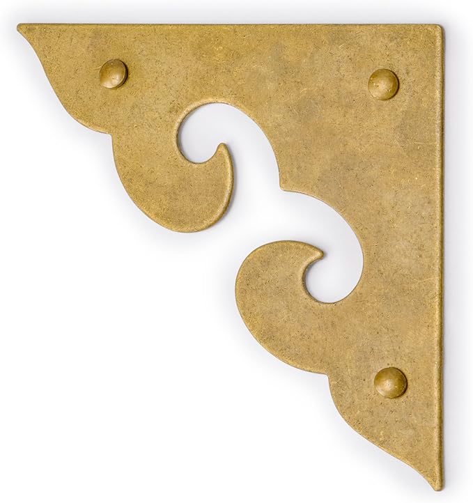Brass "Ocean Wave" Corner Plate – Set of 2, 1.8", by Hardware Philosophy