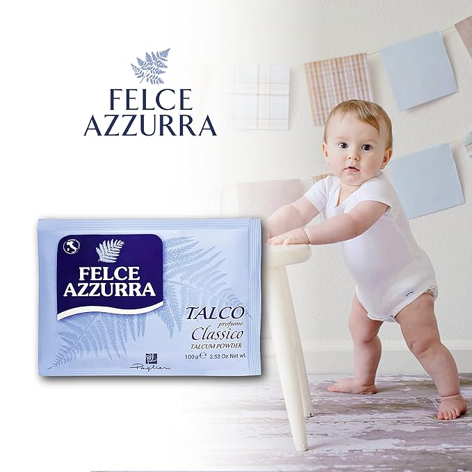 Felce Azzurra Classico Body Powder in Bag - Natural Pure Talcum Powder - No Preservatives or Dyes - Dermatologically Tested - Pack of 12 (12 x 100 g)