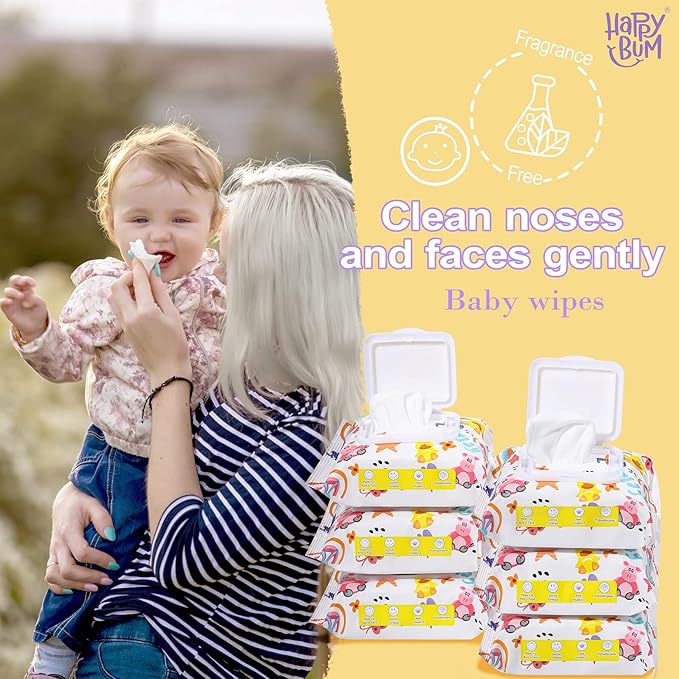 180 Count Saline Baby Wipes, Unscented, 7.4 x 7.2 Inch, Moist and Refreshing, Multi-Purpose Use, Ideal for Travel