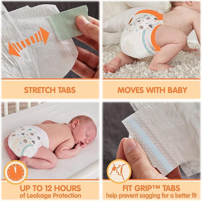 HAO M Mark Premium Baby Diapers - Size 3 (16-28 lbs) 234 Count W/Moist Towelettes